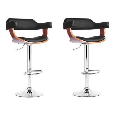 set of 2 wooden bar stool - black and wood