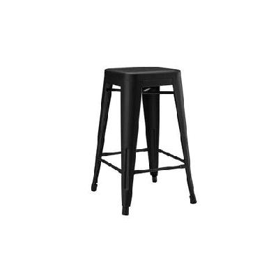 set of 2 xavier pauchard replica tolix kitchen counter bar stools 65cm powder coated - matte black black / 65cm / metal