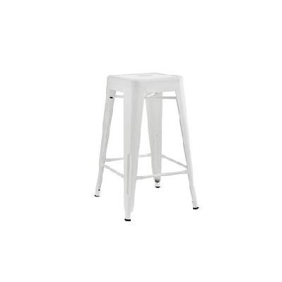 set of 2 xavier pauchard replica tolix kitchen counter bar stools 65cm powder coated - matte white white / 65cm / metal
