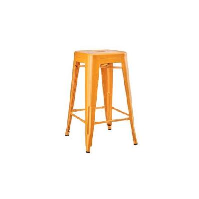 set of 2 xavier pauchard replica tolix kitchen counter bar stools 65cm powder coated - orange orange / 65cm / metal