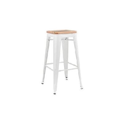 set of 2 xavier pauchard replica tolix kitchen counter bar stools 75cm w/ wood seat - white white / 75cm / wood