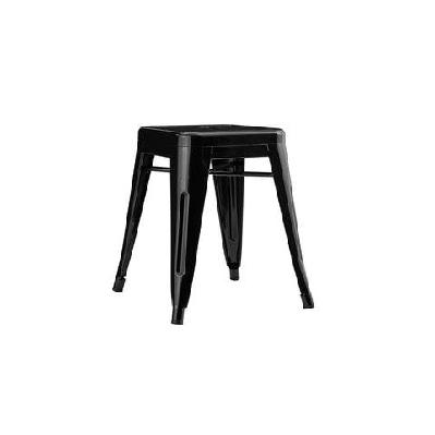 set of 2 xavier pauchard replica tolix low stools seats chair powder coated metal 45cm - black black / 45cm / metal
