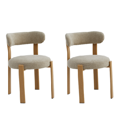 set of 2 zinnia chenille fabric kitchen dining side chair ash wood effect frame beige