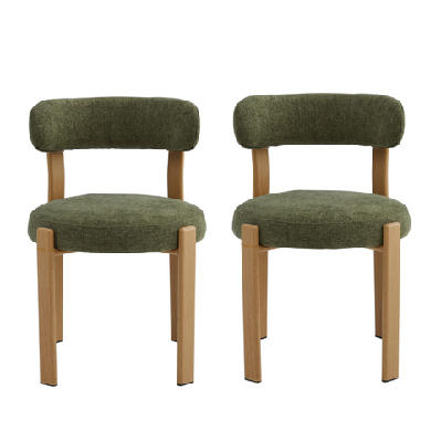 set of 2 zinnia chenille fabric kitchen dining side chair ash wood effect frame olive