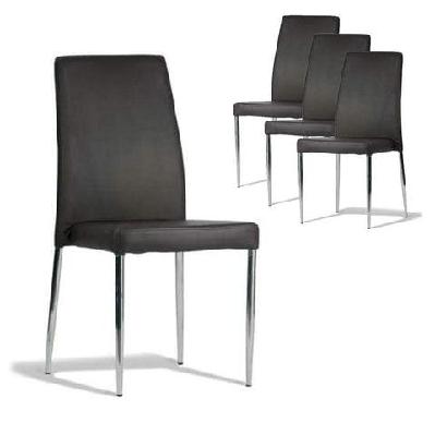 set of 4 - bailey dining chair - stainless steel frame - brown