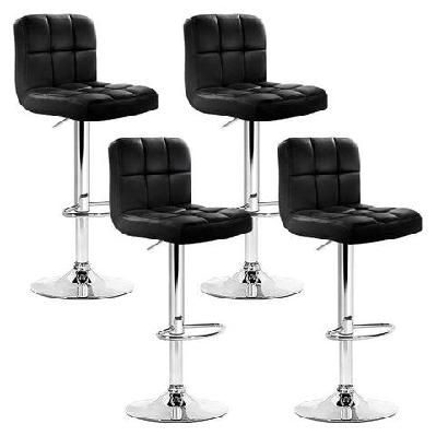 set of 4 bar stools gas lift swivel - steel and black