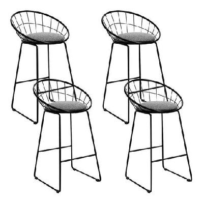 set of 4 bar stools steel fabric - grey and black