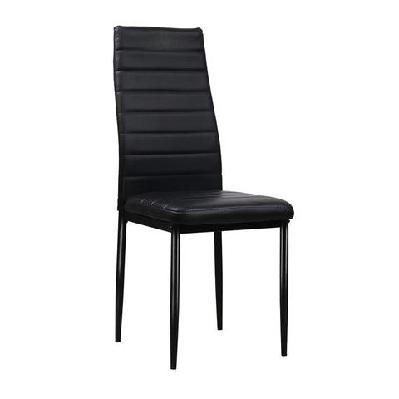 set of 4 dining chairs pvc leather - black