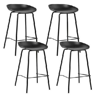 set of 4 metal bar stools - black