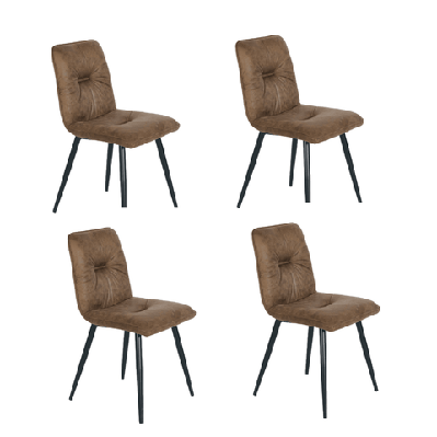 set of 4 midash vintage fabric dining chair powdercoated metal legs - tan