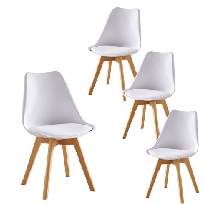 set of 4  replica dining chair faux leather padded - white