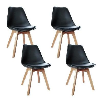 set of 4 padded dining chair - black