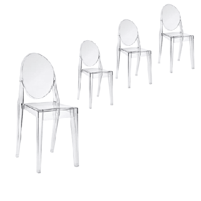 set of 4 - philippe starck replica victoria ghost dining chair - clear