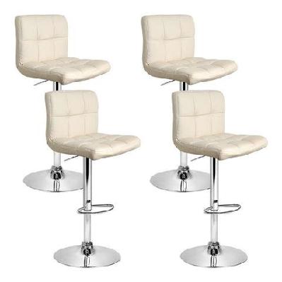 set of 4 pu leather gas lift bar stools - beige