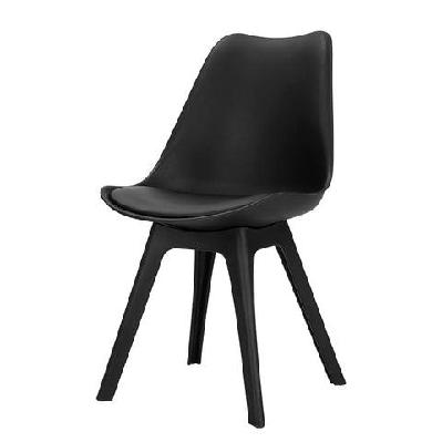 set of 4 retro padded dining chair - black