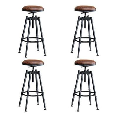 set of 4 rustic industrial bar stool kitchen counter swivel barstools