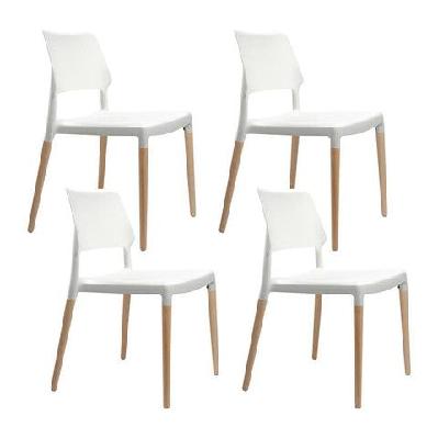 set of 4 wooden stackable dining chairs - white