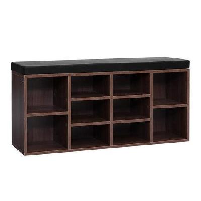 shoe cabinet bench shoes storage rack organiser shelf cupboard box walnut