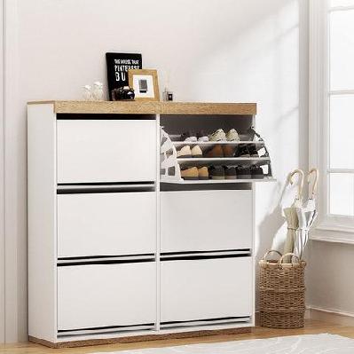 shoe rack cabinet 3-tier 45 pairs white