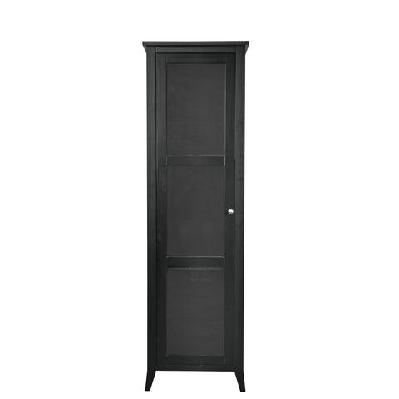 sienna 3-tier display shelf tall storage cabinet w/ 1-glass door - black