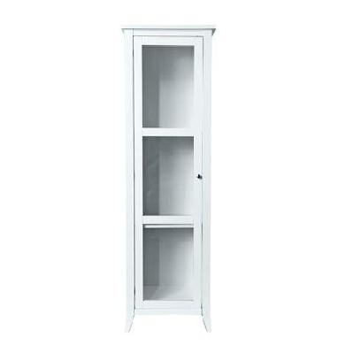sienna 3-tier display shelf tall storage cabinet w/ 1-glass door - white