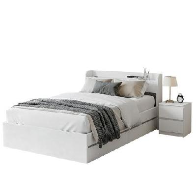 single bed frame and bedside table