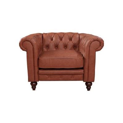 single seater brown sofa armchair for lounge chesterfireld style button tufted in faux leather