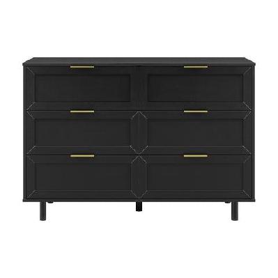 sky wooden dresser chest of 6-drawers storage cabinet black