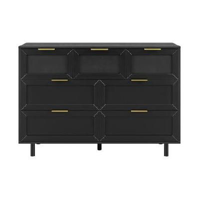 sky wooden dresser chest of 7-drawers storage cabinet black
