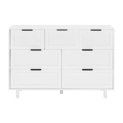 sky wooden dresser chest of 7-drawers storage cabinet white