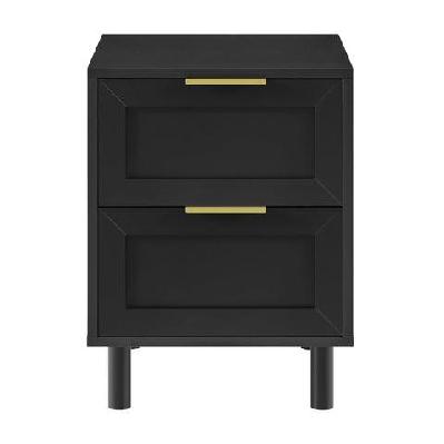 sky wooden nightstand bedside table 2-drawers black