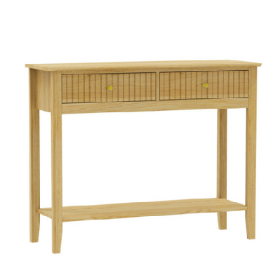 skyler modern fluted 1-drawer hallway console table natural
