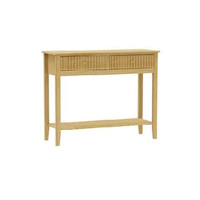 skyler modern fluted 1-drawer hallway console table natural