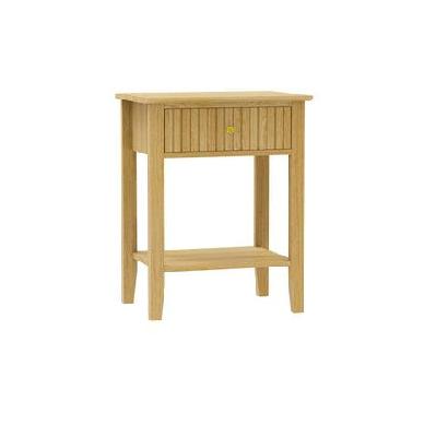 skyler modern fluted open shelf side end lamp table 1-drawer natural