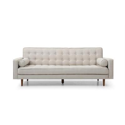 sofa bed 3 seater button tufted lounge set for living room couch in fabric beige colour