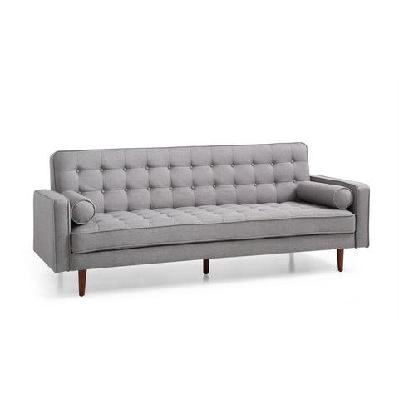 sofa bed 3 seater button tufted lounge set for living room couch in fabric grey colour