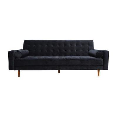 sofa bed 3 seater button tufted lounge set for living room couch in velvet black colour