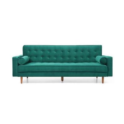 sofa bed 3 seater button tufted lounge set for living room couch in velvet green colour