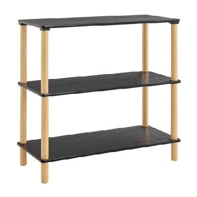 sofie 3-tier bookcase display shelf unit storage organizer - black/oak