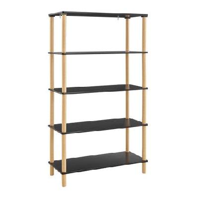 sofie 5-tier bookcase display shelf unit storage organizer - white/oak