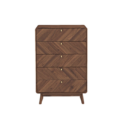 somi wooden chest of 5-drawers tallboy storage cabinet walnut
