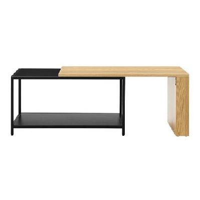 soren modern extendable coffee tea table oak and black