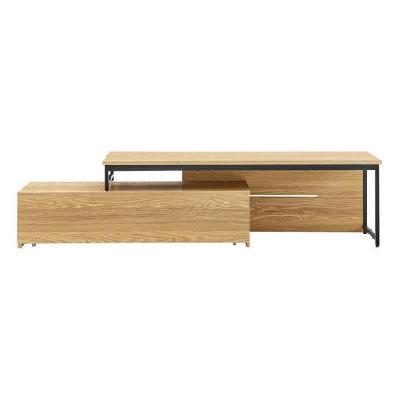 soren modern extendable entertainment unit tv stand 119-180cm 1-drawer oak and black