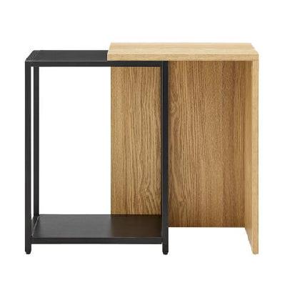 soren modern extendable side end lamp table oak and black