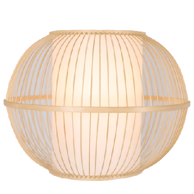 sphere modern oriental wooden hand-woven bamboo pendant lamp light - natural