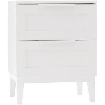 stanley modern classic wooden nighstand side bedside table w/ 2-drawers - white