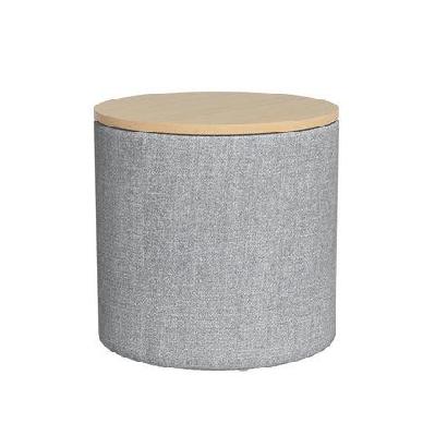 storage ottoman blanket box 40cm linen round grey