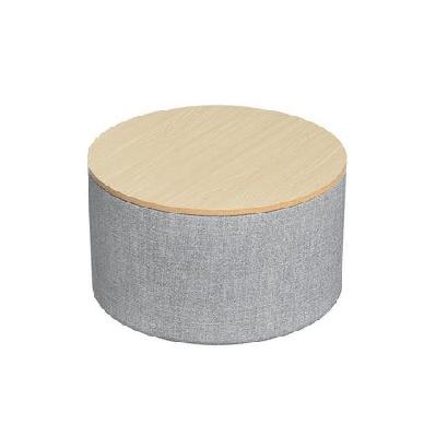 storage ottoman blanket box 60cm linen round grey