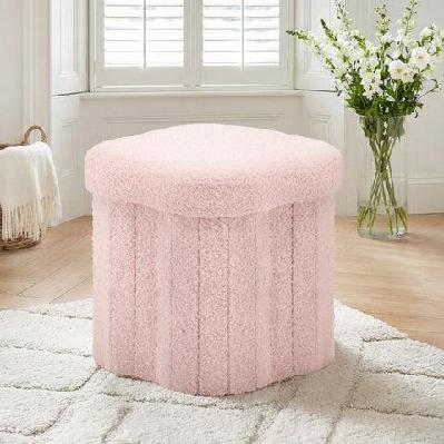 storage ottoman foot stool foldable pink