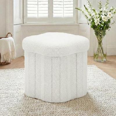 storage ottoman foot stool foldable white